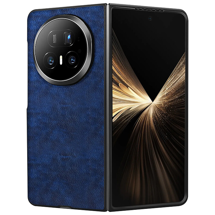 Avizar Coque pour Honor Magic V5 Rigide Effet Cuir Grainé avec Bords Renforcés Bleu nuit