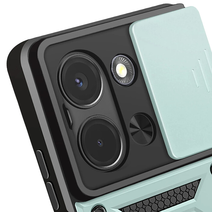 Acheter Avizar Coque Redmi 15C Antichoc avec Cache Caméra Coulissant Bague Métallique Support Vert pâle