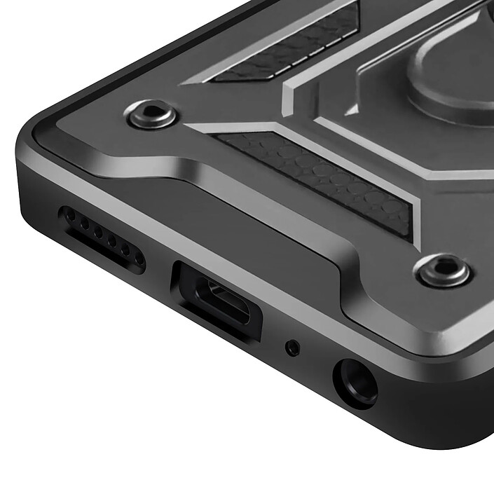 Avizar Coque Redmi 15C Antichoc avec Cache Caméra Coulissant Bague Métallique Support Noir pas cher