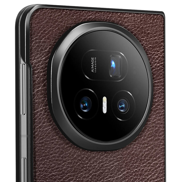 Avis Avizar Coque pour Honor Magic V5 Rigide Effet Cuir Grainé avec Bords Renforcés Marron foncé
