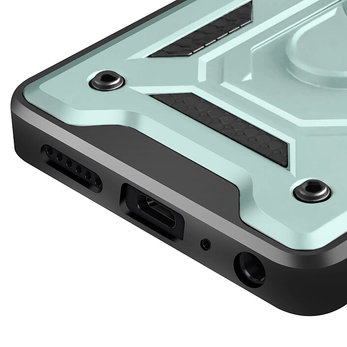 Avizar Coque Redmi 15C Antichoc avec Cache Caméra Coulissant Bague Métallique Support Vert pâle pas cher