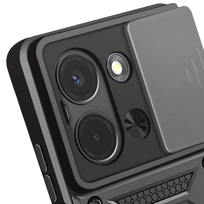 Acheter Avizar Coque Redmi 15C Antichoc avec Cache Caméra Coulissant Bague Métallique Support Noir