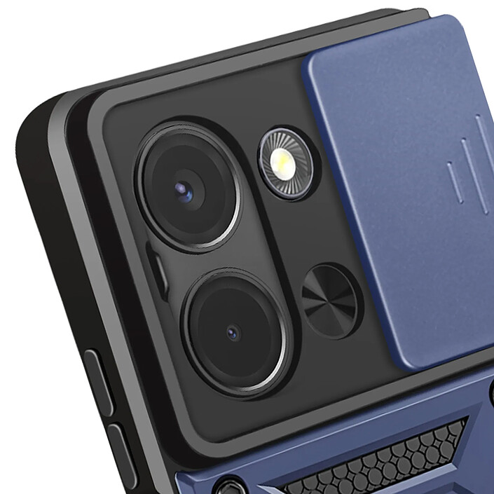 Acheter Avizar Coque Redmi 15C Antichoc avec Cache Caméra Coulissant Bague Métallique Support Bleu nuit