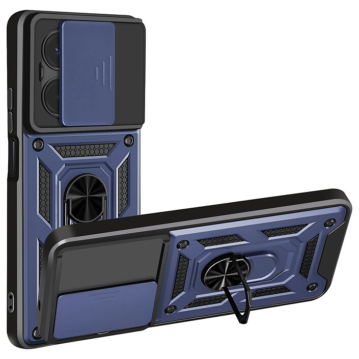 Avizar Coque Redmi 15C Antichoc avec Cache Caméra Coulissant Bague Métallique Support Bleu nuit