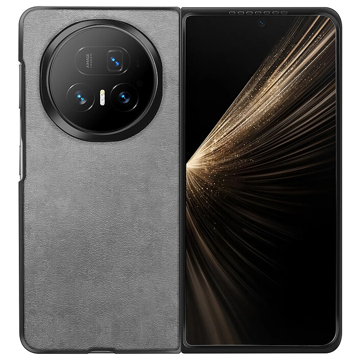 Acheter Avizar Coque pour Honor Magic V5 Rigide Effet Cuir Grainé avec Bords Renforcés Gris