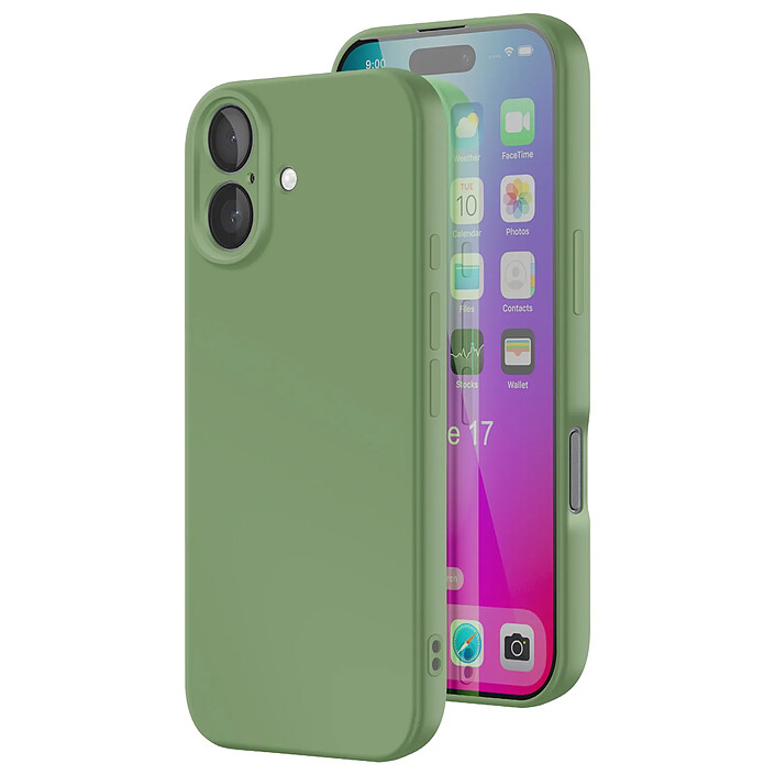 Avizar Coque pour iPhone 17 Modèle Soft-Touch en Silicone Souple Anti-dérapant Vert pâle pas cher