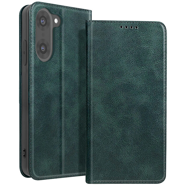 Avizar Étui Folio pour OnePlus Nord CE5 Design Vintage avec Fonction Support Vidéo Vert foncé