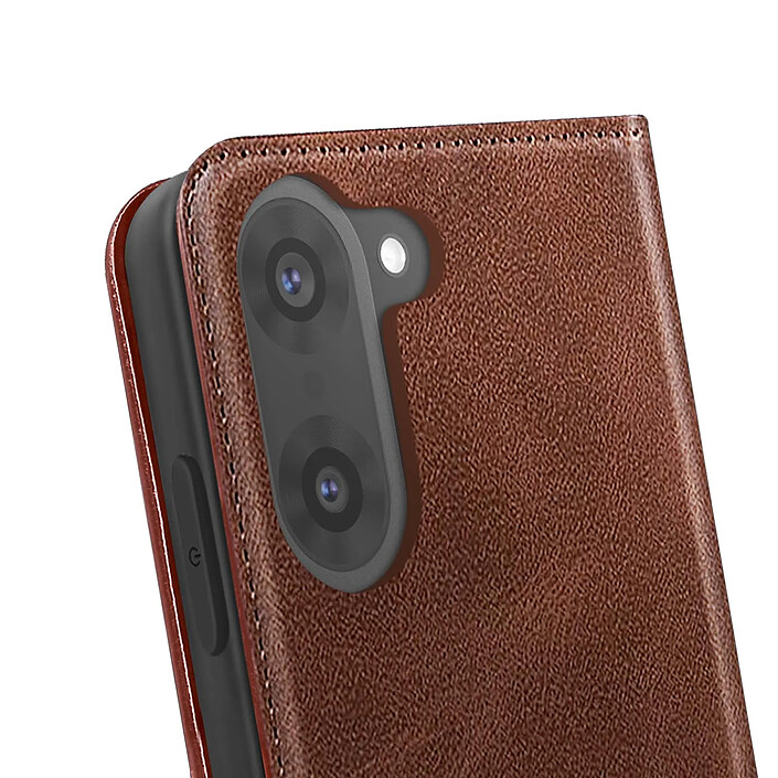 Acheter Avizar Étui Folio pour OnePlus Nord CE5 Design Vintage avec Fonction Support Vidéo Marron foncé