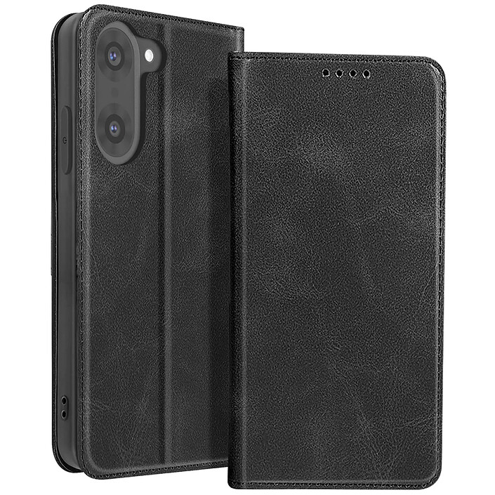 Avizar Étui Folio pour OnePlus Nord CE5 Design Vintage avec Fonction Support Vidéo Noir