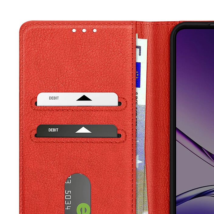Avizar Étui Portefeuille pour Oppo A5 Pro Série Chesterfield avec Fonction Support Rouge pas cher
