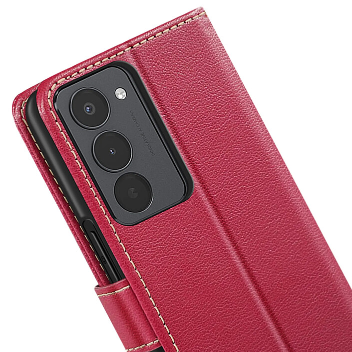 Acheter Avizar Étui Portefeuille pour Redmi 15 5G Texture Litchi avec Blocage RFID Rouge