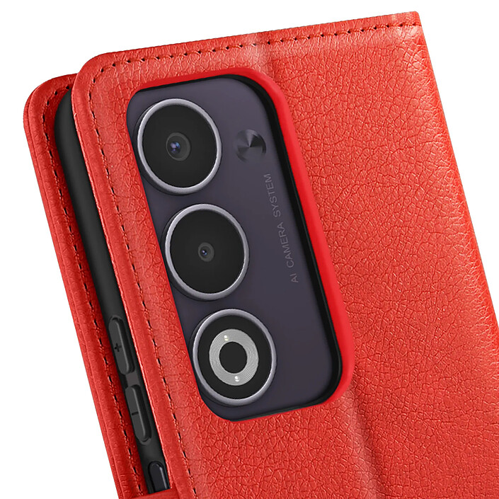 Avis Avizar Étui Portefeuille pour Oppo A5 Série Chesterfield avec Fonction Support Rouge
