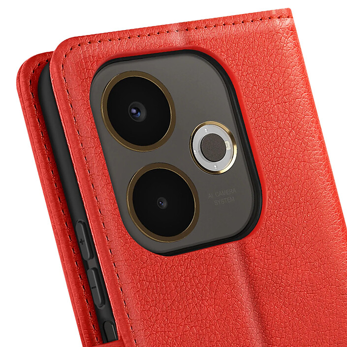 Avis Avizar Étui Portefeuille pour Oppo A5 Pro Série Chesterfield avec Fonction Support Rouge