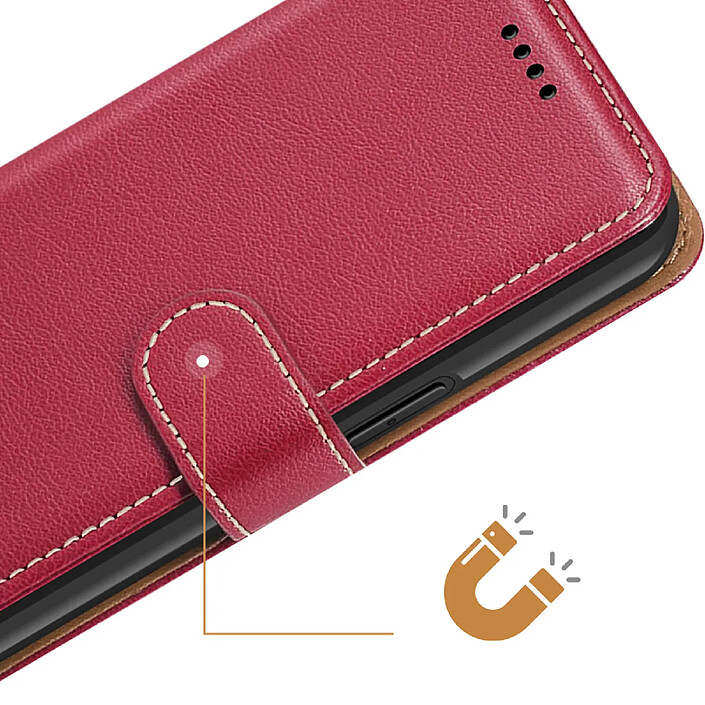 Avizar Étui Portefeuille pour Redmi 15 5G Texture Litchi avec Blocage RFID Rouge pas cher