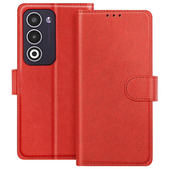 Avizar Étui Portefeuille pour Oppo A5 Série Chesterfield avec Fonction Support Rouge