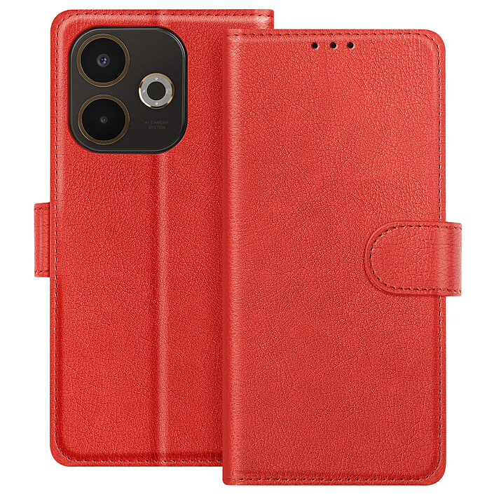 Avizar Étui Portefeuille pour Oppo A5 Pro Série Chesterfield avec Fonction Support Rouge