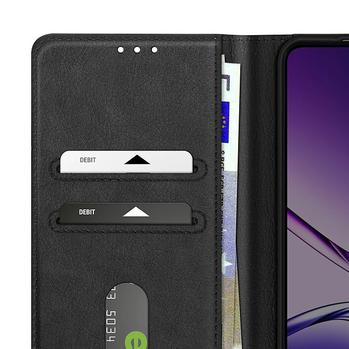 Avizar Étui Portefeuille pour Oppo A5 Pro Série Chesterfield avec Fonction Support Noir pas cher