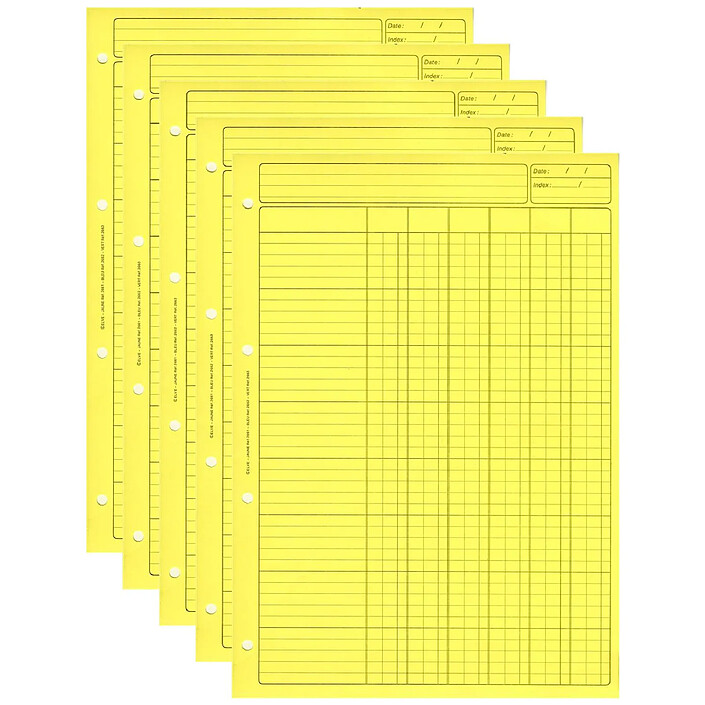ELVE Bloc Audit 6 Colonnes + entête 297X210 80 Pages Jaune x 5