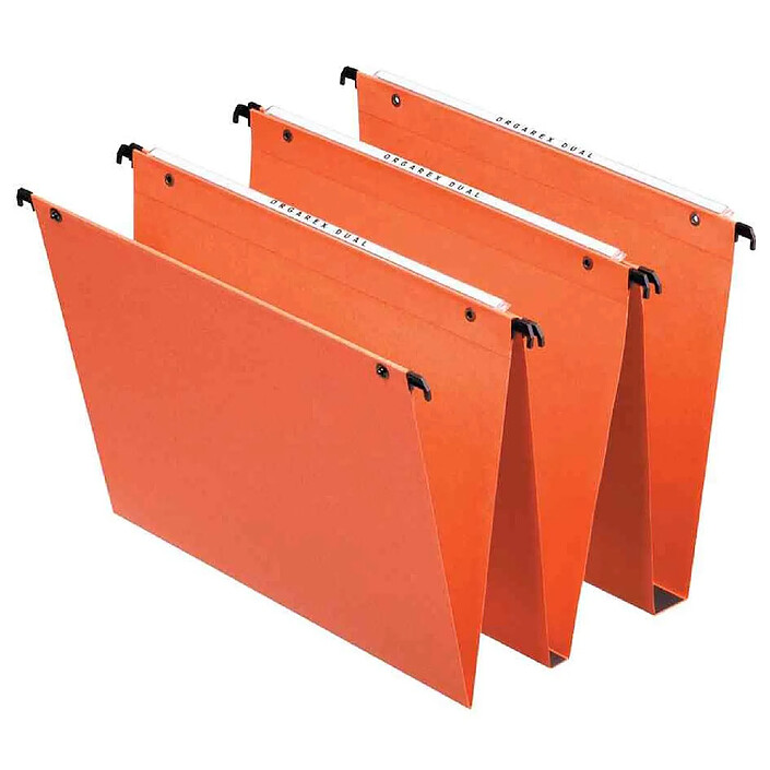 ESSELTE Lot de 25 dossiers suspendus en kraft Orange pour tiroirs Dual fond V
