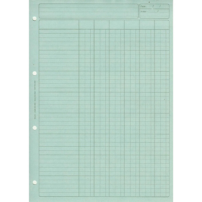 ELVE Bloc Audit 6 Colonnes + entête 297X210 80 Pages Bleu