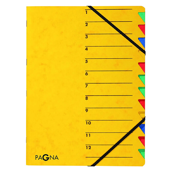 PAGNA Trieur 'EASY', A4, carton, 12 compartiments, jaune