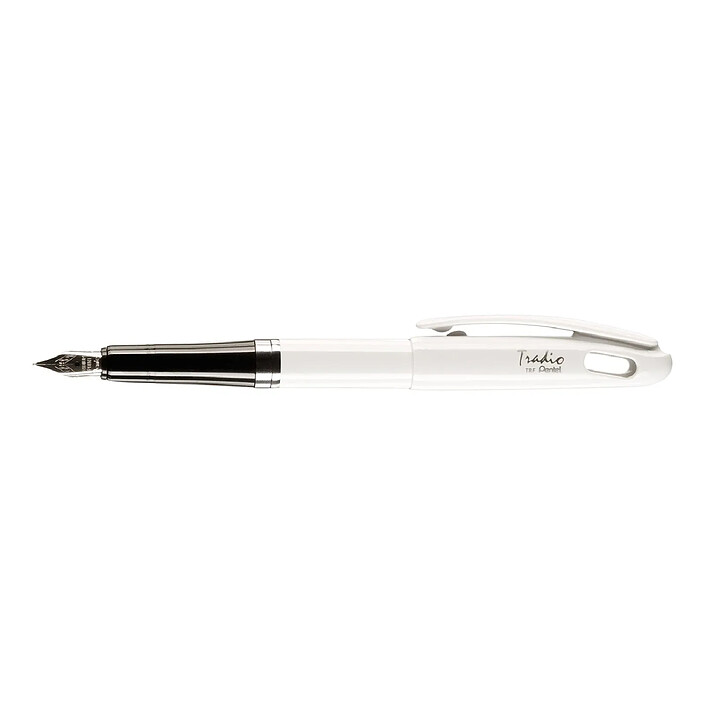 PENTEL Stylo plume Pentel Tradio Vernis Pointe moyenne Blanc Encre Bleue