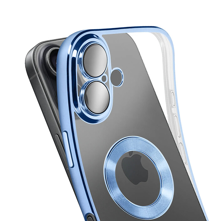 Avis Coque pour iPhone 17 avec Contour Chromé en Silicone Souple Bleu clair