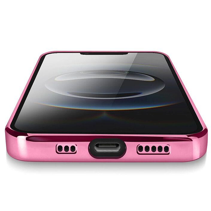 Acheter Coque pour iPhone 16e avec Contour Chromé en Silicone Souple Rose