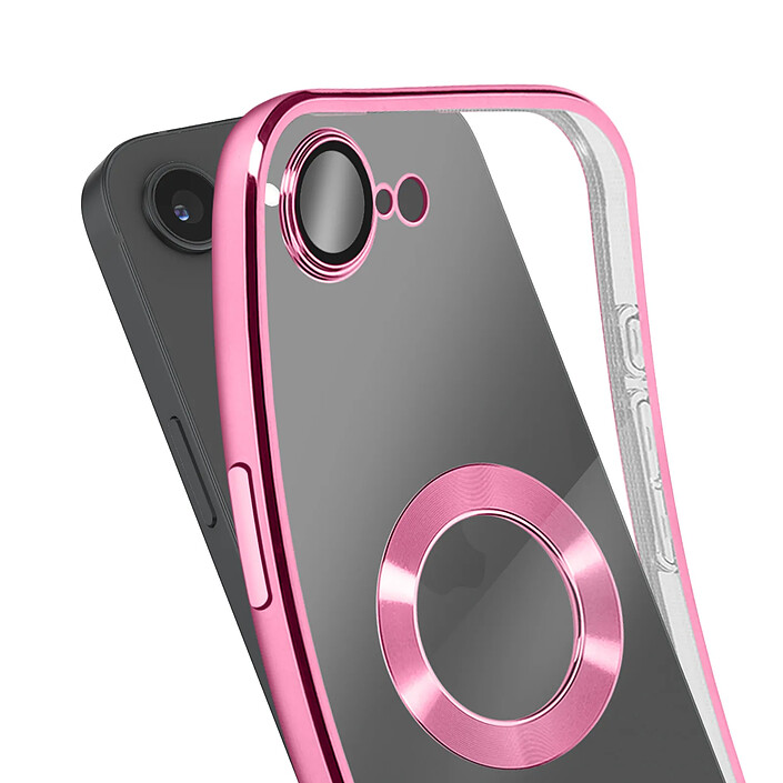 Avis Coque pour iPhone 16e avec Contour Chromé en Silicone Souple Rose