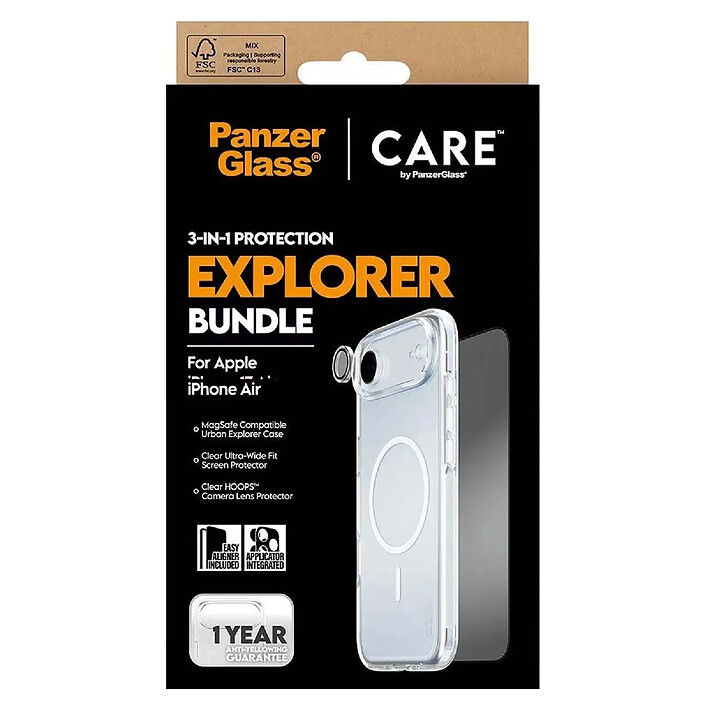 Panzer Glass Pack de Protection 3-en-1 pour iPhone Air Modèle Flagship Transparent pas cher