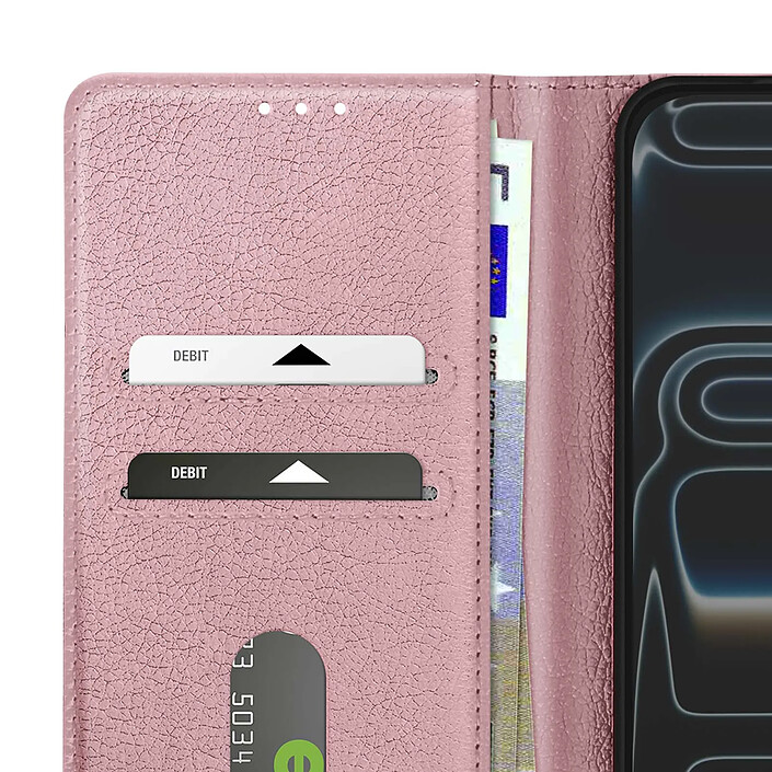 Avizar Étui Portefeuille pour iPhone 17 Pro Série Chesterfield avec Fonction Support Rose champagne pas cher