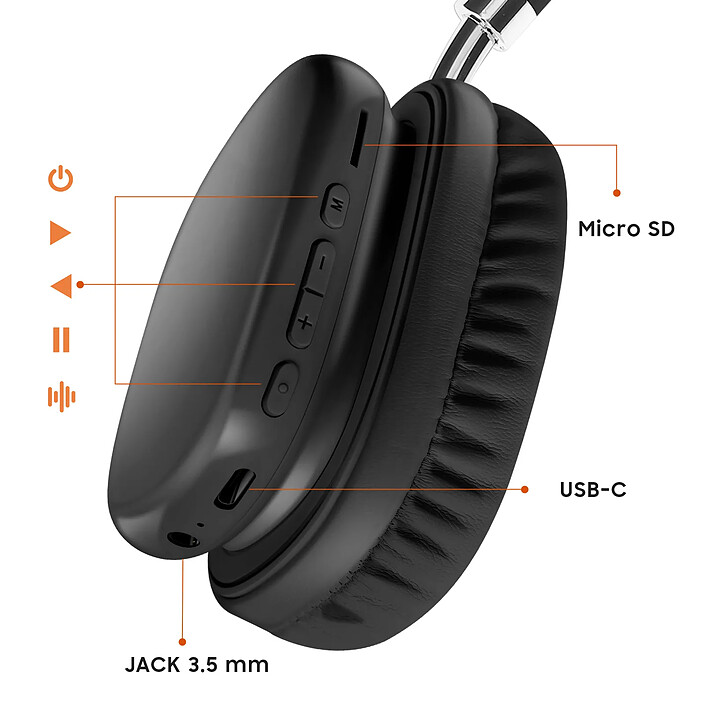 Acheter Hoko Casque Audio Sans Fil Bluetooth Hi-Fi 46h avec Basses Puissantes Noir