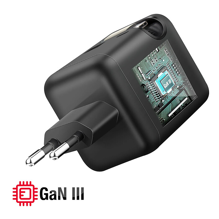 Acheter Forcell Chargeur Smartphone et Tablette 70W GaN III USB-C avec Câble Rétractable Compact Noir