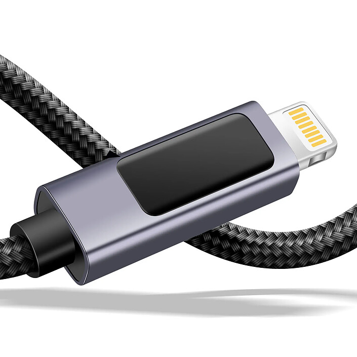 Swissten Câble 3A Lightning vers USB-C 30W 1.5m avec Écran Led Afficheur de Puissance Noir pas cher