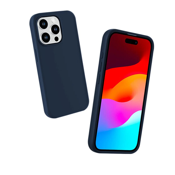 Avis Evetane Coque iPhone 15 Pro Silicone liquide Bleu Marine + 2 Vitres en Verre trempé Protection écran Antichocs