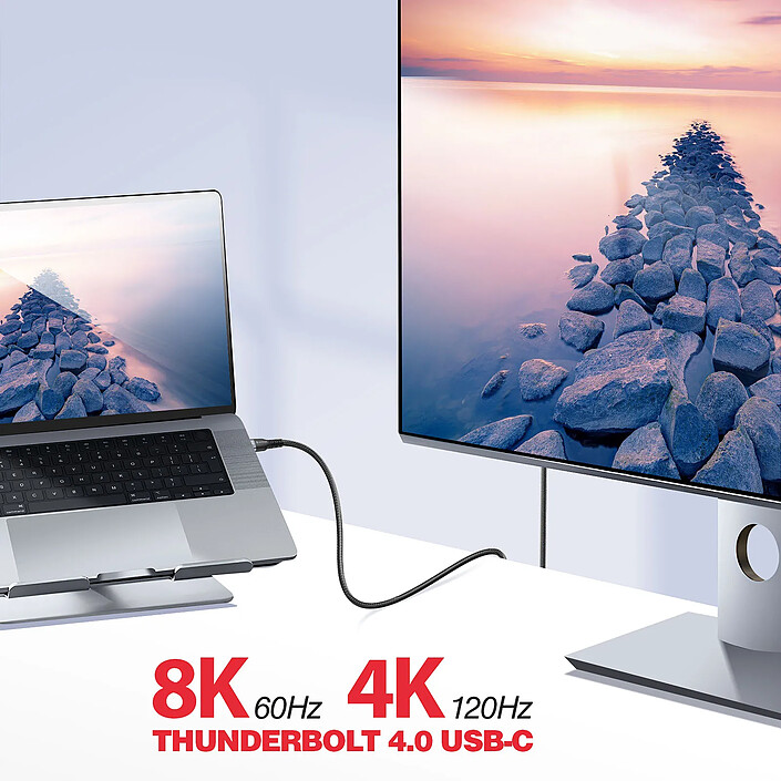 Avis Swissten Câble 5A Thunderbolt 4.0 Transfert USB-C vers USB-C 150cm 240W Noir