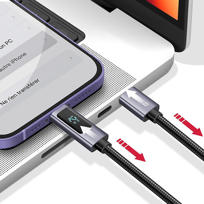 Avis Swissten Câble 3A Lightning vers USB-C 30W 1.5m avec Écran Led Afficheur de Puissance Noir