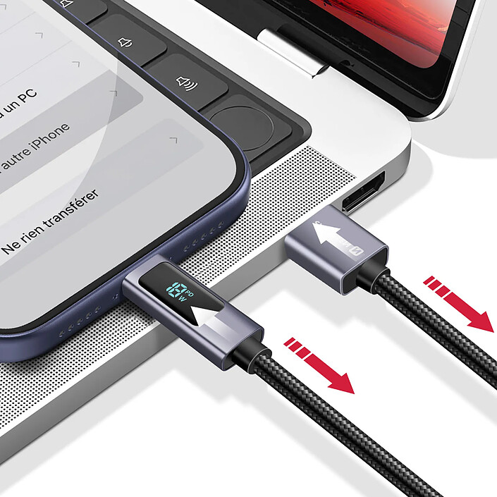 Avis Swissten Câble 3A Charge et Synchro USB vers USB-C 60W 1m avec Écran Led Noir