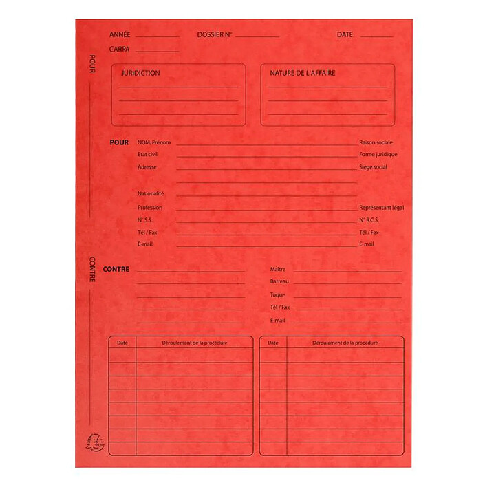 EXACOMPTA Paquet de 25 Dossiers Suivi de Procédure Carte Lustrée 265g Rouge