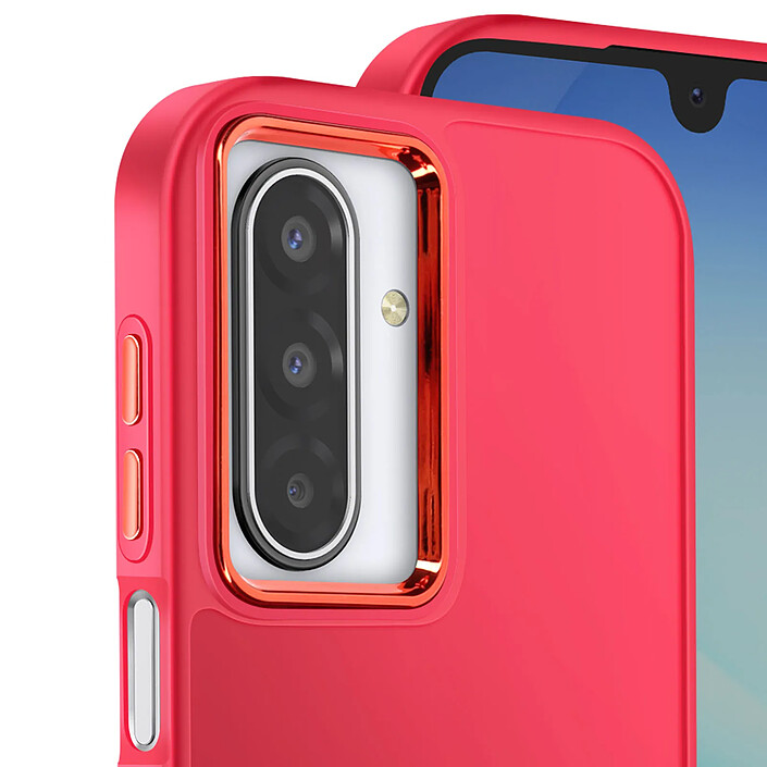 Avis Avizar Coque pour Galaxy A17 Finition Mat avec Contour Caméra Métallisé Rouge