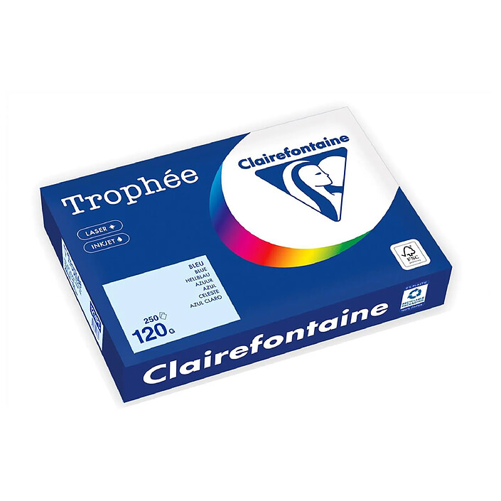 CLAIREFONTAINE Ramette Papier FSC A4 120g 250 Feuilles BLEU