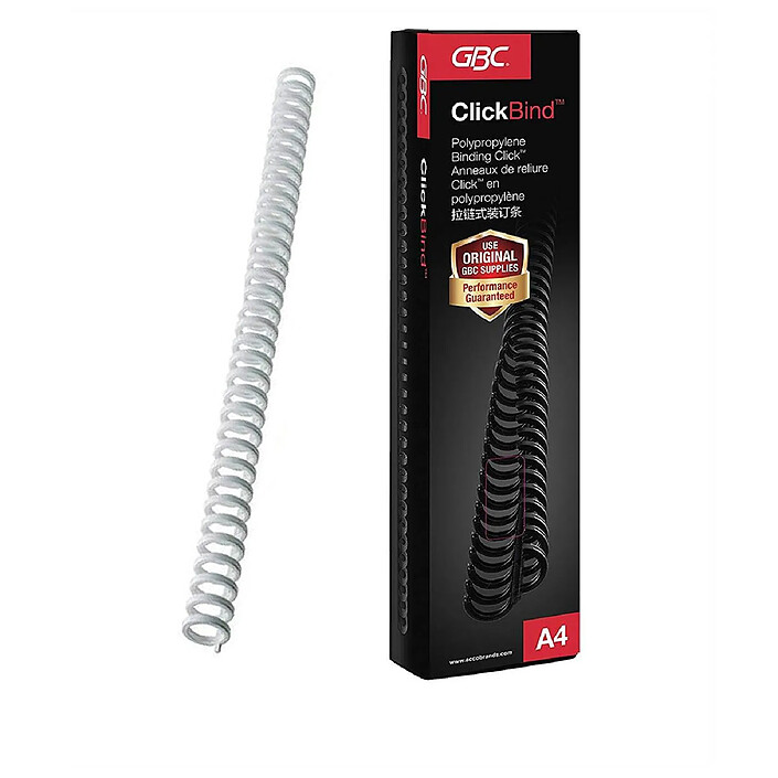 GBC Lot de 50 Reliures ClickBind format A4 capacité 95 pages 12mm blanc