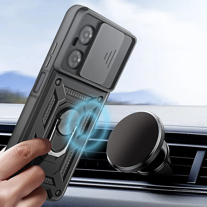 Avis Avizar Coque pour Redmi A5 avec Bague Support et Cache Caméra Coulissant Noir