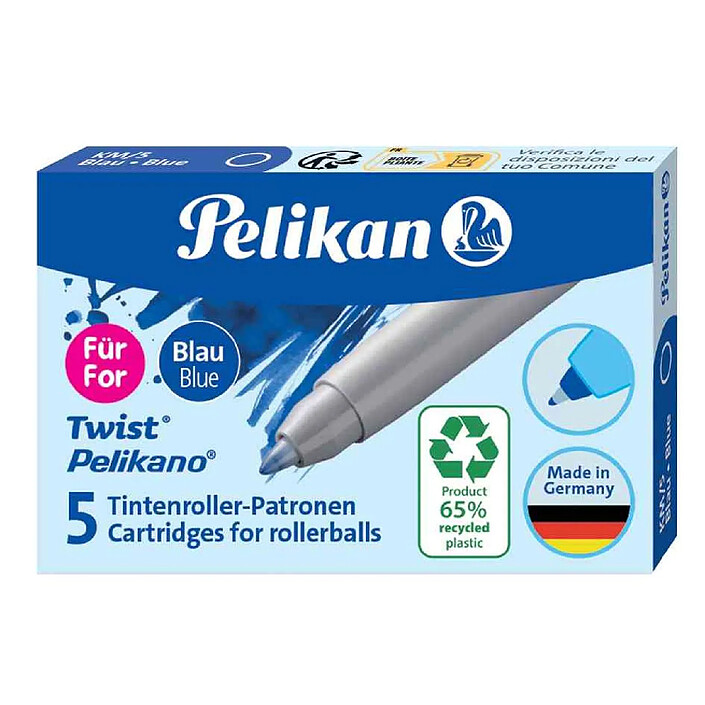 PELIKAN Etui de 5 Cartouches d'encre pour roller Pelikano/Twist Bleu