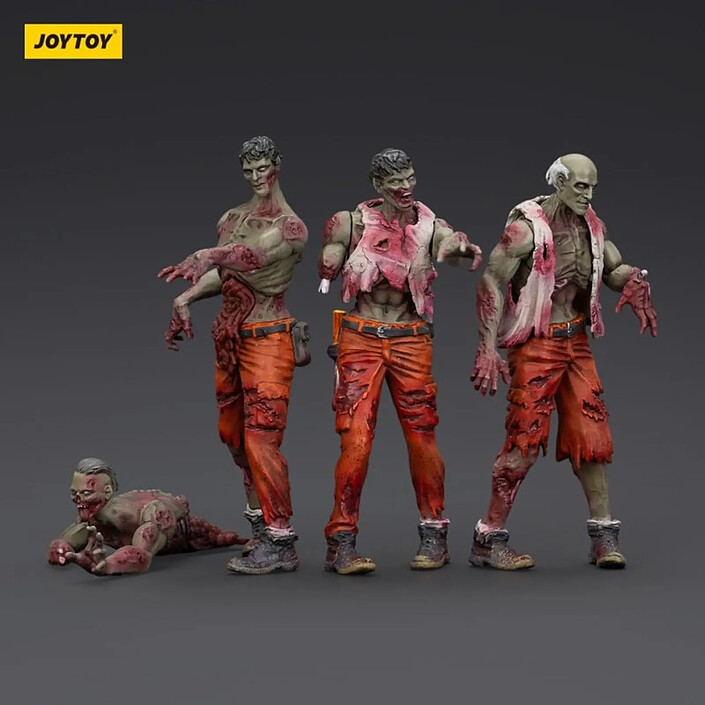 Zombie - Pack 4 figurines Dark Source Mechanic Team 8 cm pas cher