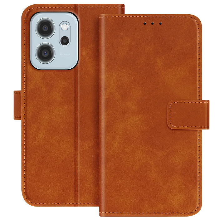 Avizar Étui Portefeuille pour Oppo Reno 14 avec Rabat Aimanté et Fonction Support Marron