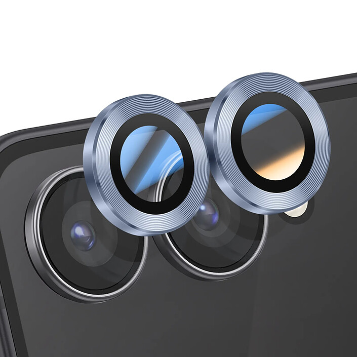 Enkay Protection d'Objectif Caméra pour Galaxy Z Flip 7 Double lentille Bleu pâle