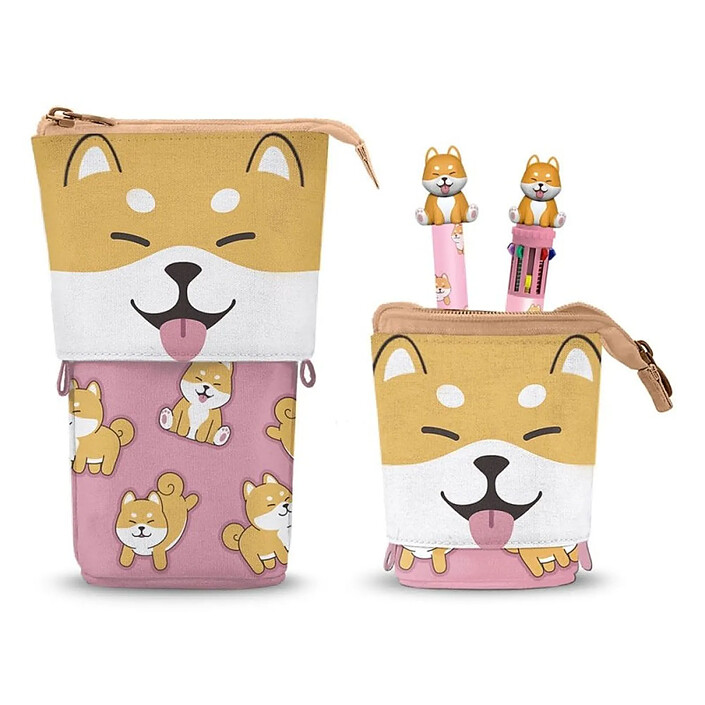 Oh My Pop! - Trousse Shiba Pop Up avec stylo à bille 10 couleurs & stylo à bille effaçable à encre gel