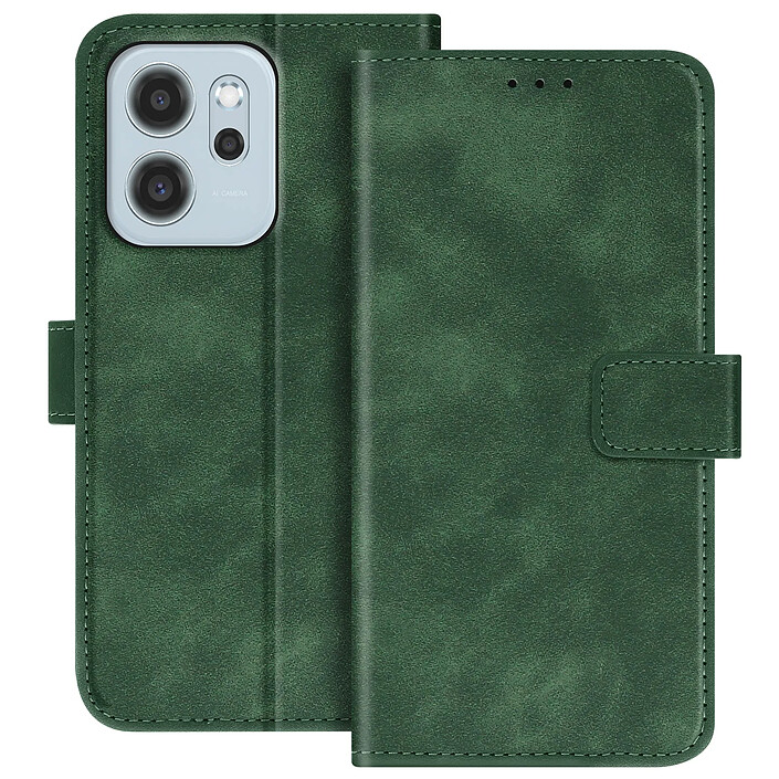 Avizar Étui Portefeuille pour Oppo Reno 14 avec Rabat Aimanté et Fonction Support Vert sapin