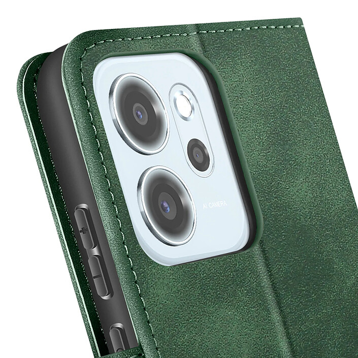 Avis Avizar Étui Portefeuille pour Oppo Reno 14 avec Rabat Aimanté et Fonction Support Vert sapin
